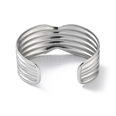 304 Stainless Steel Cuff Bangles for Women BJEW-Z078-26P-1