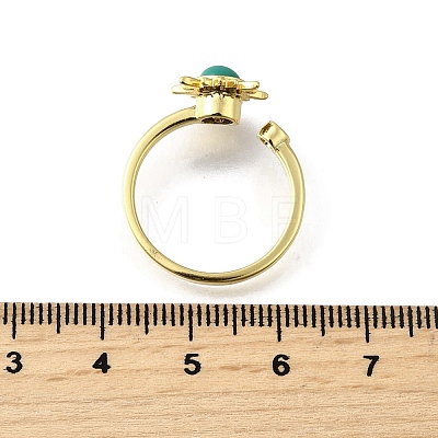 Brass Pave Cubic Zirconia Open Cuff Rings for Women RJEW-U056-01G-1