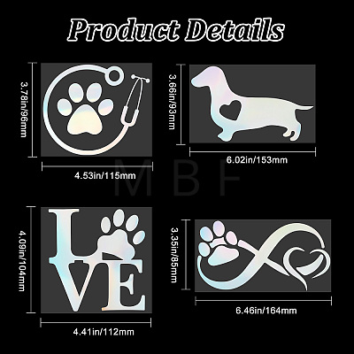 Gorgecraft 8 Sheets 4 Style Infinity Love & Bird Laser Style Plastic Adhesive Car Stickers STIC-GF0001-04A-1