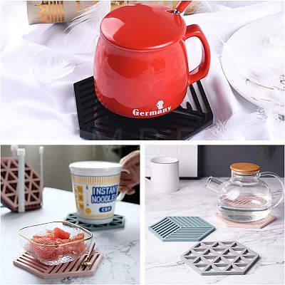 Hollow Hexagon DIY Cup Mats Silicone Molds DIY-OC0003-13-1