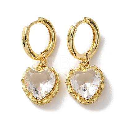 Valentine's Day Heart Brass & Glass Hoop Earrings EJEW-Z164-23G-03-1