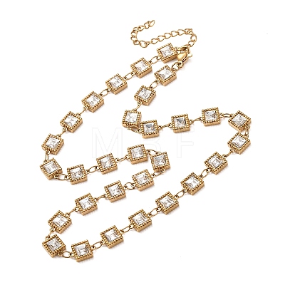 304 Stainless Steel Glass Link Chain Necklaces SA-CBA725A-25C-G-1