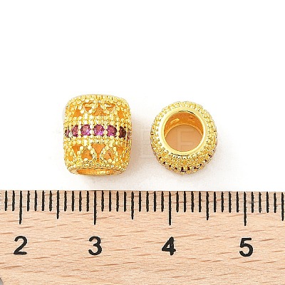 Brass Micro Pave Cubic Zirconia European Beads KK-P297-05G-1