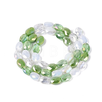 Electroplate Imitation Jade & Opaque & Transparent Glass Beads Strands EGLA-Q135-6x8MM-01E-1