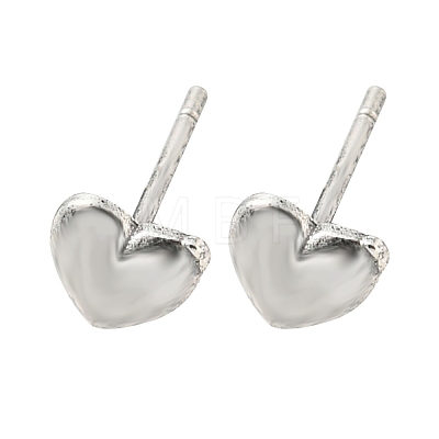 Rack Plated Heart Brass Stud Earrings for Women EJEW-Z048-08P-1