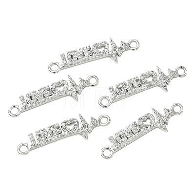 SHEGRACE Brass Micro Pave Clear Cubic Zirconia Connector Charms XGRQ3D373-494P-1
