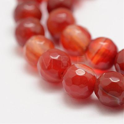 Faceted Natural Striped Agate/Banded Agate Beads Strands G-F447-8mm-H03-1