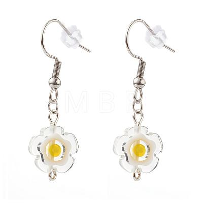 Millefiori Glass Flower Dangle Earrings Set EJEW-JE04468-1