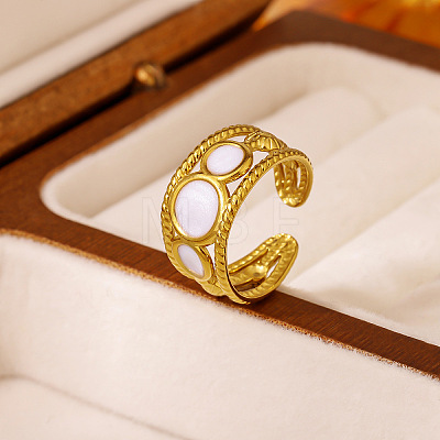 304 Stainless Steel Enamel Cuff Open Rings for Women WGC62C5-02-1
