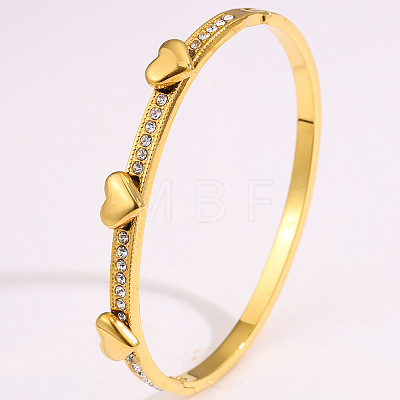 304 Stainless Steel & Crystal Rhinestone Hinged Bangles for Women WG2CEEC-03-1