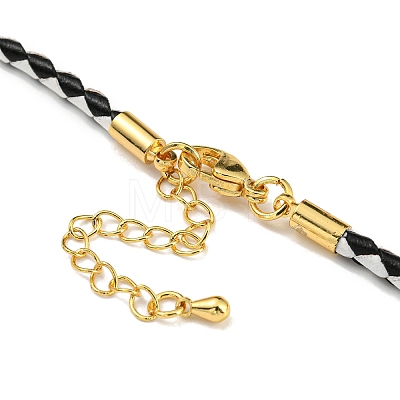 Leather Braided Cord Link Bracelets MAK-K022-01G-08-1