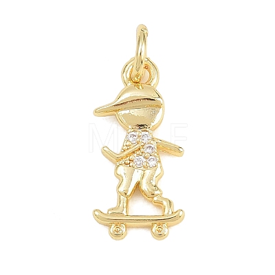 Brass Micro Pave Clear Cubic Zirconia Pendants KK-D258-40G-04-1
