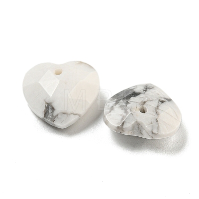 Natural Howlite Faceted Heart Charms G-G123-01I-1