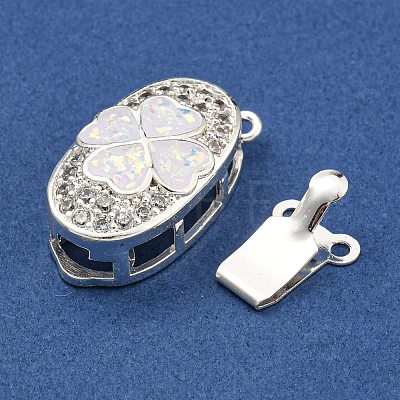 Brass Micro Pave Cubic Zirconia Box Clasps KK-U037-21P-1