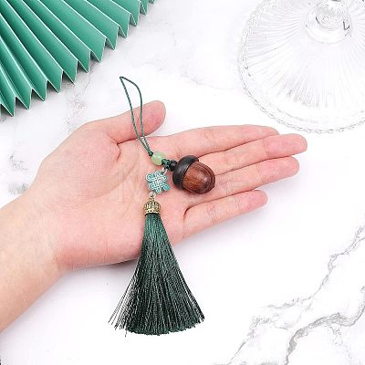 Acorn Wood Diffuser Pendant Decorations HJEW-WH0042-54B-1