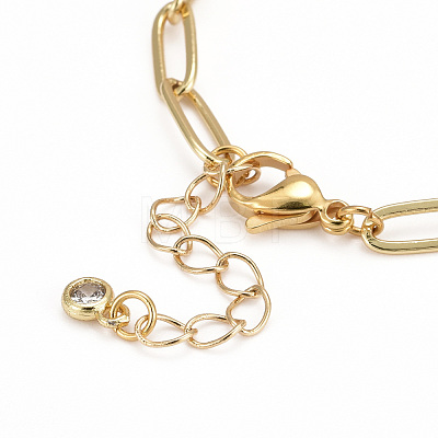 Titanium Steel Link Bracelets & Brass Paperclip Chain Bracelets Sets BJEW-JB06181-1