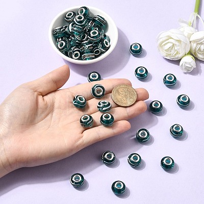 Rondelle Handmade Gold Sand Lampwork European Large Hole Beads LPDL-R007-07A-1