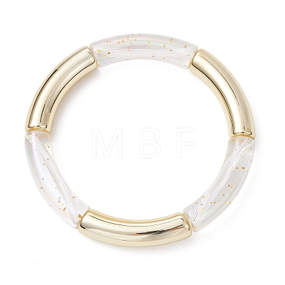 UV Plating Acrylic Beads Stretch Bracelets for Women BJEW-JB12950-1