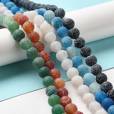 Natural & Dyed Crackle Agate Bead Strands G-T056-10mm-M-1