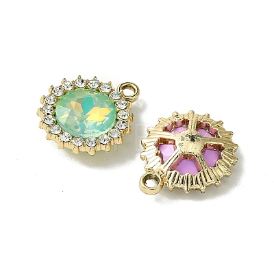 UV Plating Alloy with Mixed Color Glass Rhinestone Pendants FIND-B039-04G-1