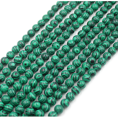 Imported Synthetic Malachite Round Beads Strands G-A130-2mm-J01-1