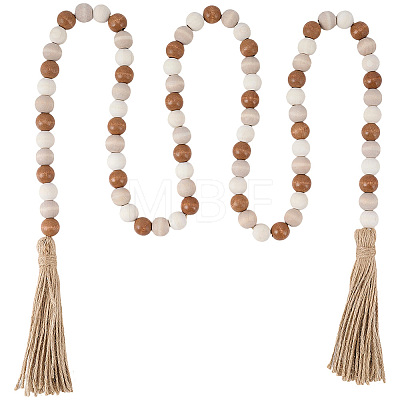 Wooden Round Beads Hanging Decorations AJEW-SP0006-07-1