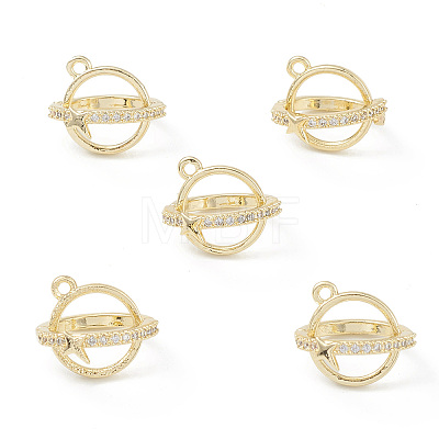 Rack Plating Brass Pave Clear Cubic Zirconia Bead Cage Pendants KK-G464-10LG-1