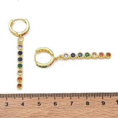 Brass Pave Cubic Zirconia Hoop Dangle Earrings KK-CBAD9DF-02G-B-1