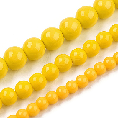 Opaque Solid Color Glass Beads Strands GLAA-T032-P8mm-08-1