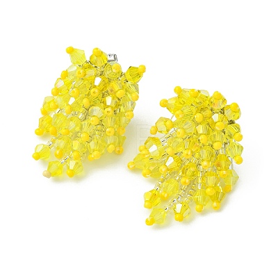 Glass Seed Braided Beaded Flower Stud Earrings EJEW-MZ00736-02-1