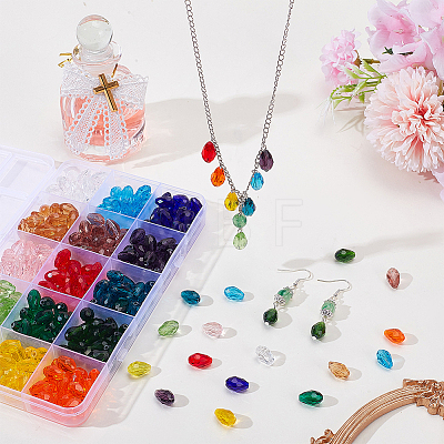 300Pcs 15 Colors Transparent Glass Beads EGLA-SP0001-40-1
