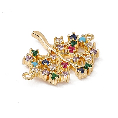Brass Micro Pave Colorful Cubic Zirconia Connector Charms KK-E068-VC072-1
