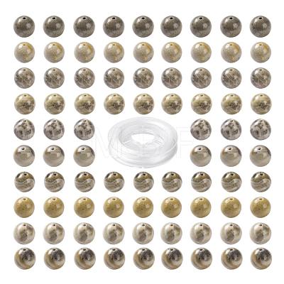 100Pcs 8mm Natural Fossil Coral Round Beads DIY-LS0002-34-1