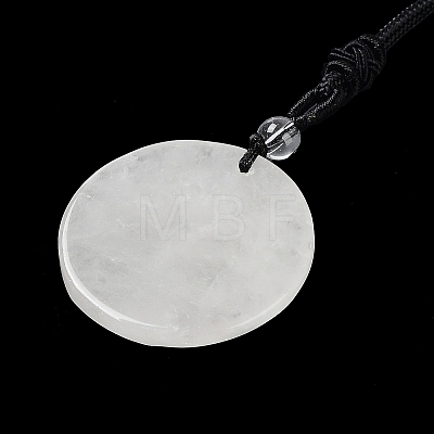 Natural Quartz Crystal Tree of Life Pendant Necklace with Nylon Rope NJEW-H009-03-08-1