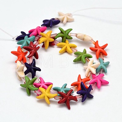 Starfish/Sea Stars Synthetic Turquoise Bead Strands G-M150-03-1