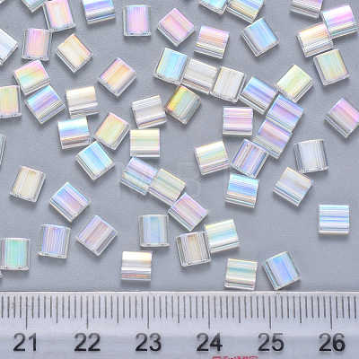 2-Hole Transparent Glass Seed Beads SEED-S031-L-250-1