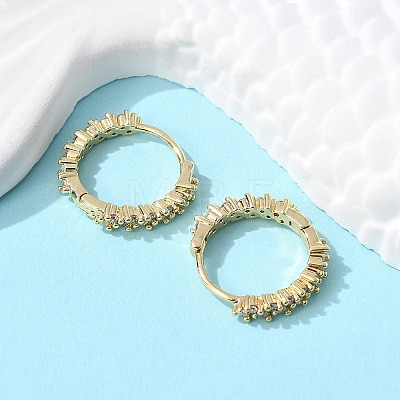 Brass Micro Pave Clear Cubic Zirconia Huggie Hoop Earrings LS-EJEW-L231-44G-1