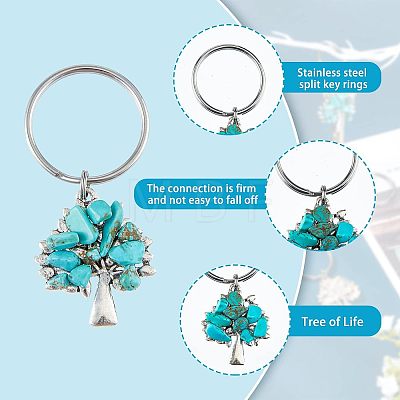 14Pcs 7 Style Chip Gemstone Keychain KEYC-FH0001-17-1