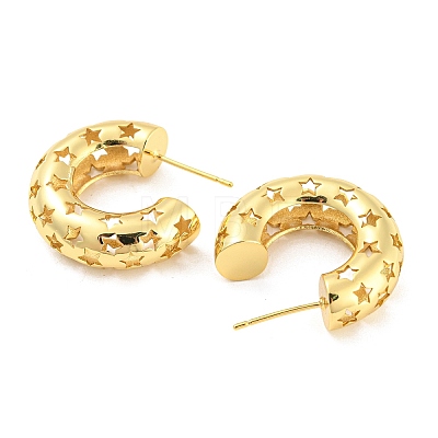Rack Plating Brass Hollow Star Stud Earrings EJEW-K245-38G-1
