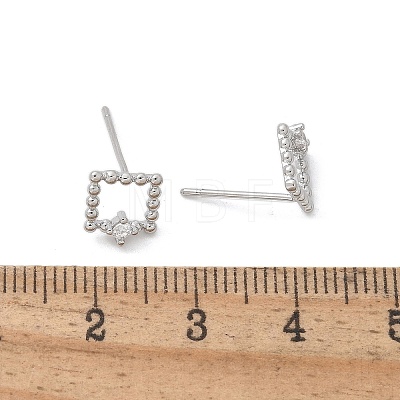 Brass Clear Cubic Zirconia Stud Earrings EJEW-Q014-03P-1