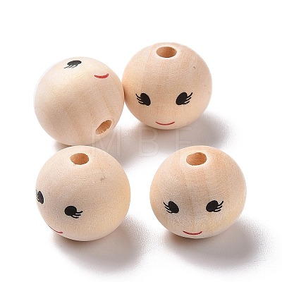 Printed Wood European Beads WOOD-C001-03A-05-1