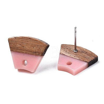 Resin & Walnut Wood Stud Earring Findings MAK-N032-028A-1