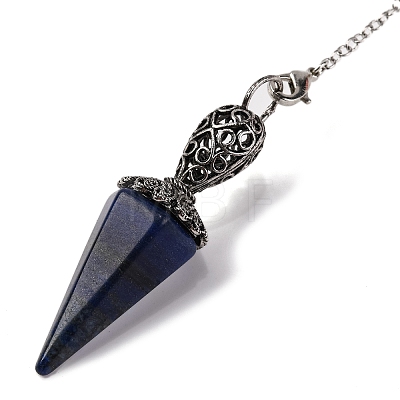 Natural Lapis Lazuli Pointed Hexagonal Cone Dowsing Pendulums G-Q184-03D-AS-1