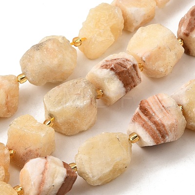 Raw Rough Natural Yellow Jade Beads Strands G-Z087-B22-1