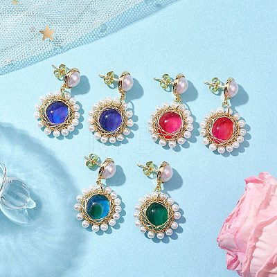 3Pairs 3 Colors Changing Color Mood Stud Earring EJEW-TA00480-1
