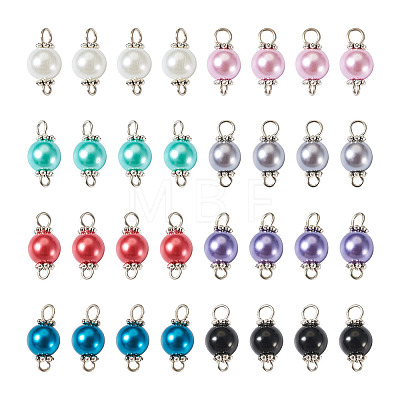 Yilisi 100Pcs 8 Colors Glass Pearl Round Bead Connector Charms FIND-YS0001-21-1