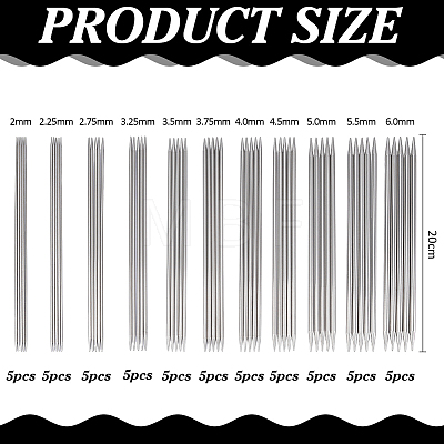 55Pcs Stainless Steel Knitting Needles Set DIY-WH0671-515-1