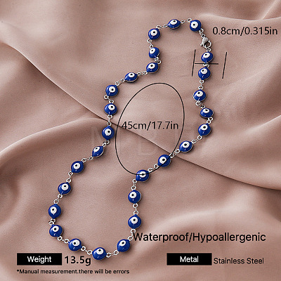 Vintage Style 304 Stainless Steel Enamel Evil Eye Link Chain Necklaces for Women VR8497-3-1