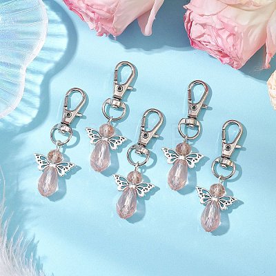 10Pcs Angel Glass Pendant Decorations HJEW-JM02673-1