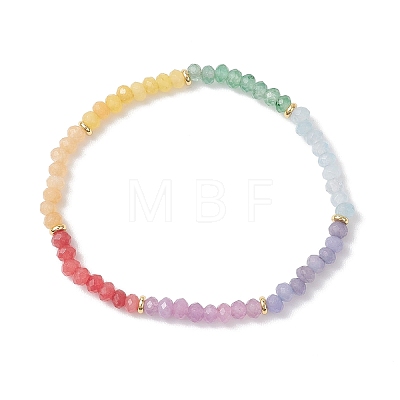 Chakra Dyed Natural Malaysia Jade Rondelle Beads Stretch Bracelets for Women BJEW-JB13043-1